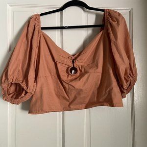 A&F Puff Sleeve Poplin O-Ring Top